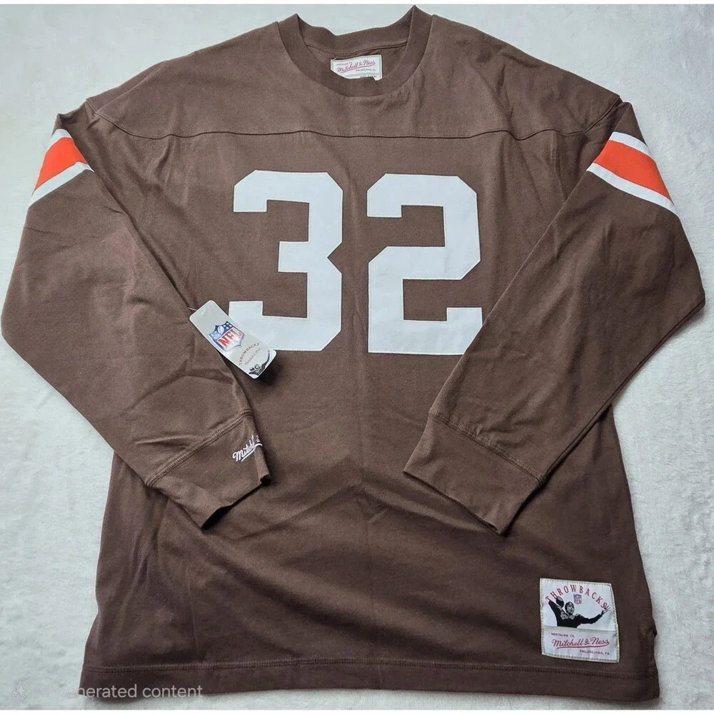 Jim BrownMitchell & Ness Cleveland Browns  #32  NWT Jersey Shirt Mens XL